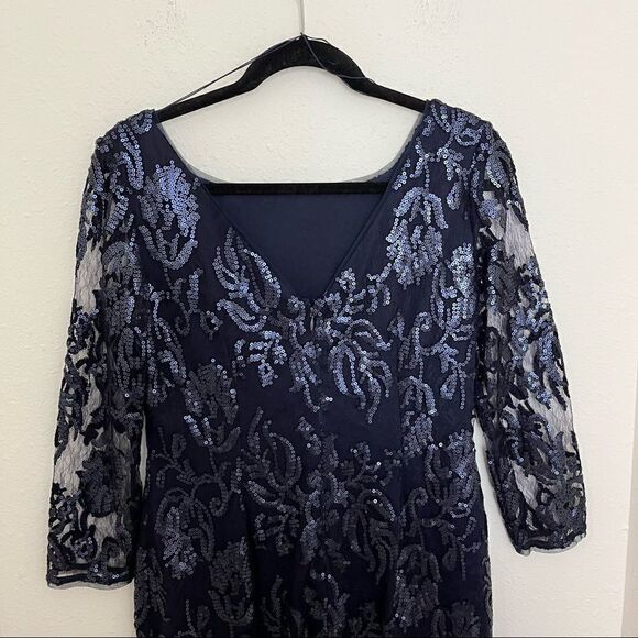 Adriana Papell Sequin Long Sleeve Mini Dress - Picture 5 of 8